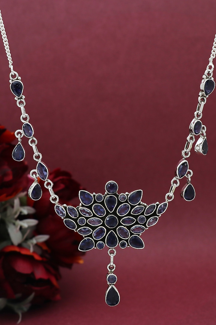 White Finish Semi-Precious Stone Necklace In Sterling Silver by V&A Jewellers at Pernia's Pop Up Shop