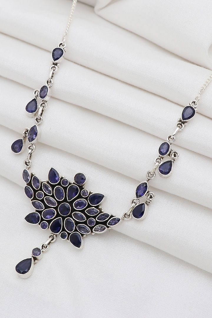 White Finish Semi-Precious Stone Necklace In Sterling Silver by V&A Jewellers at Pernia's Pop Up Shop