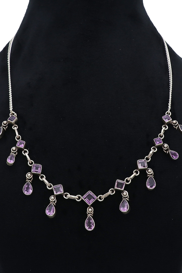 White Finish Semi-Precious Stone Necklace In Sterling Silver by V&A Jewellers at Pernia's Pop Up Shop