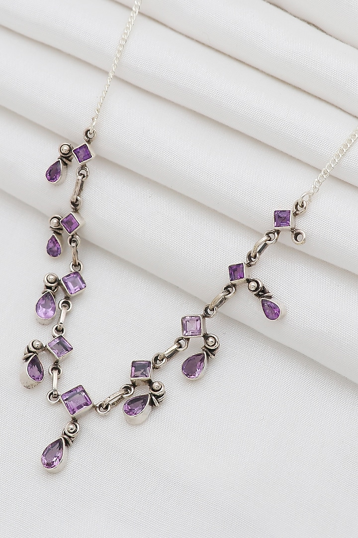 White Finish Semi-Precious Stone Necklace In Sterling Silver by V&A Jewellers at Pernia's Pop Up Shop