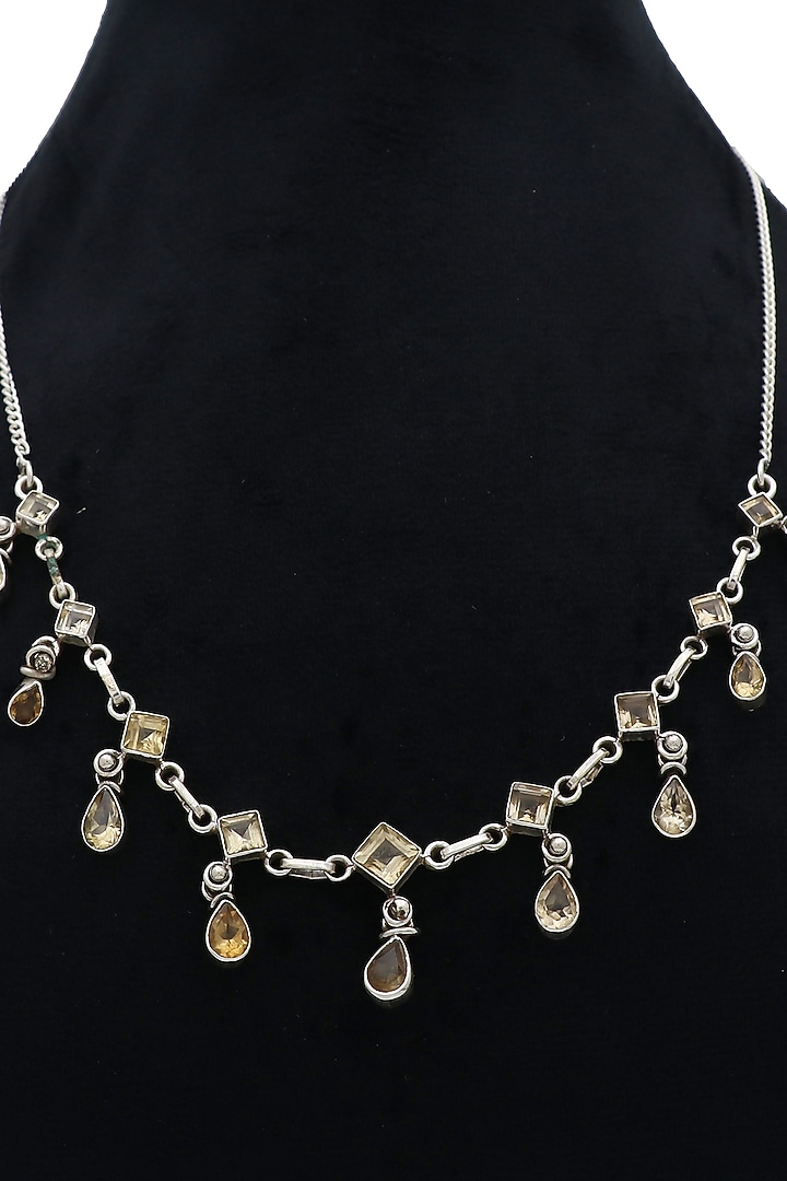 White Finish Semi-Precious Stone Necklace In Sterling Silver by V&A Jewellers at Pernia's Pop Up Shop