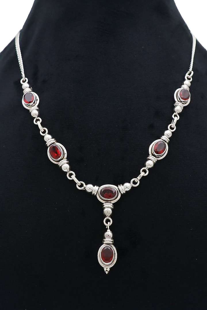 White Finish Semi-Precious Stone Necklace In Sterling Silver by V&A Jewellers at Pernia's Pop Up Shop