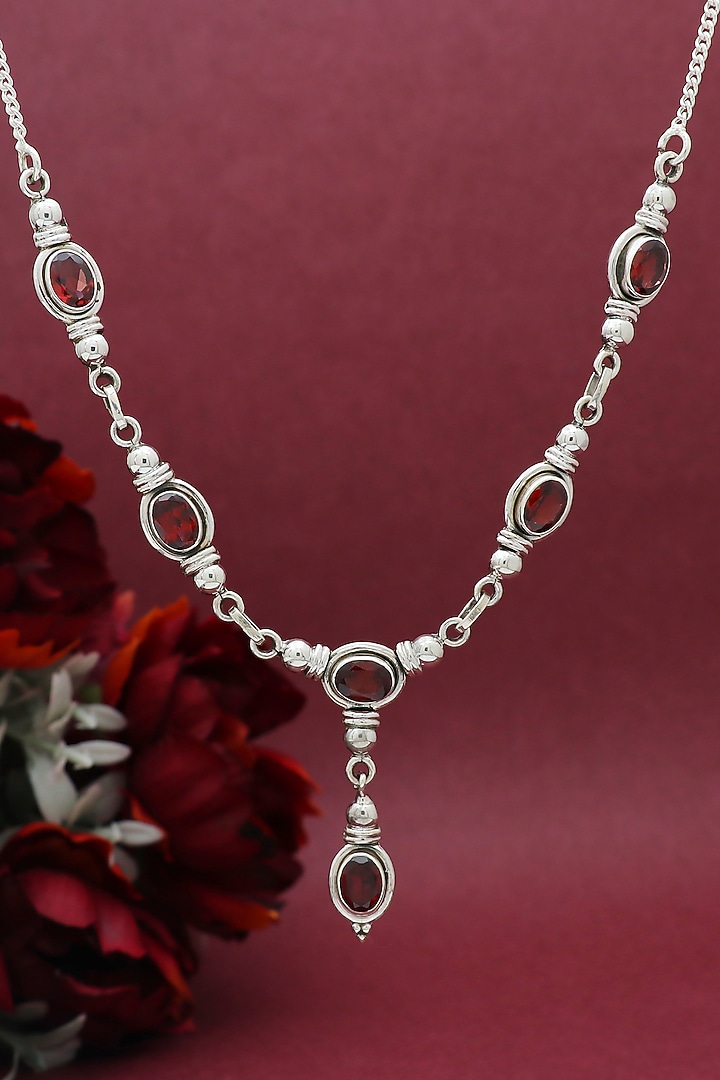 White Finish Semi-Precious Stone Necklace In Sterling Silver by V&A Jewellers at Pernia's Pop Up Shop