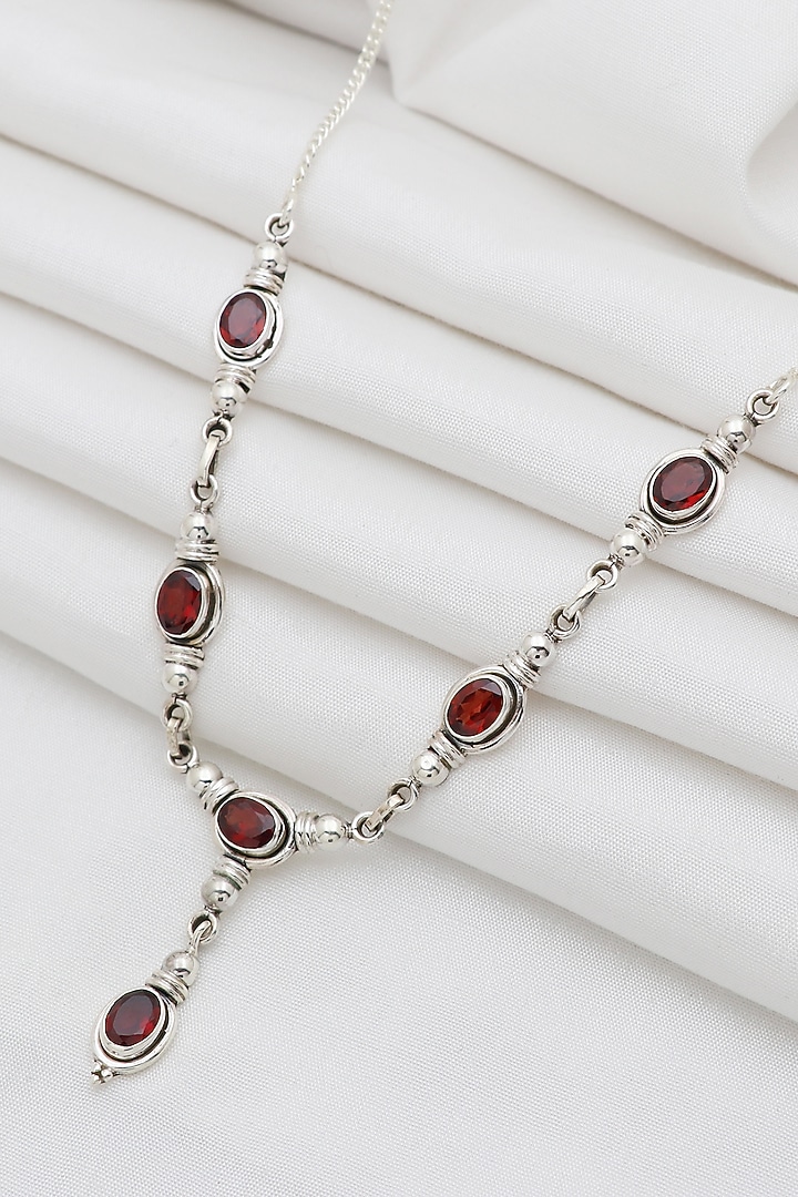 White Finish Semi-Precious Stone Necklace In Sterling Silver by V&A Jewellers at Pernia's Pop Up Shop