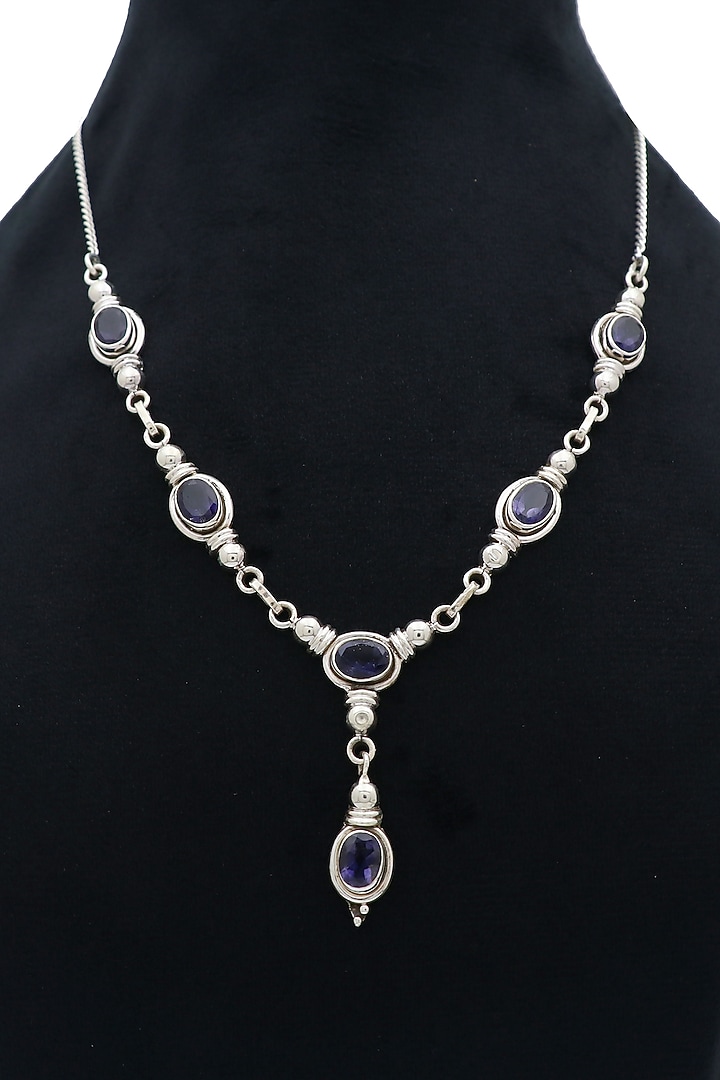 White Finish Semi-Precious Stone Necklace In Sterling Silver by V&A Jewellers at Pernia's Pop Up Shop
