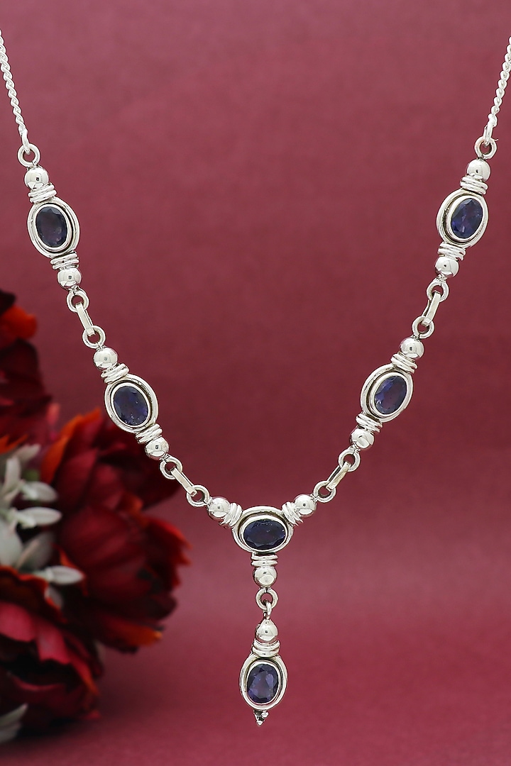 White Finish Semi-Precious Stone Necklace In Sterling Silver by V&A Jewellers at Pernia's Pop Up Shop