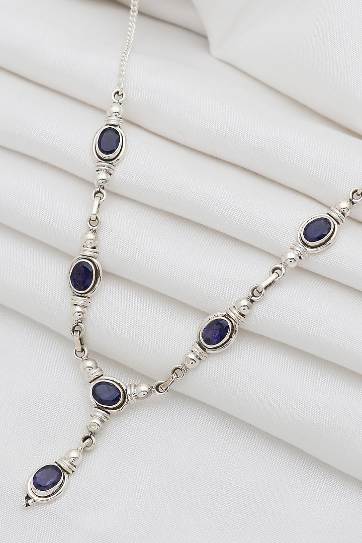 White Finish Semi-Precious Stone Necklace In Sterling Silver by V&A Jewellers at Pernia's Pop Up Shop