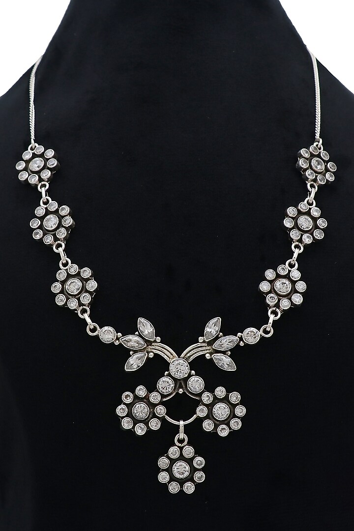 White Finish Semi-Precious Stone Necklace In Sterling Silver by V&A Jewellers at Pernia's Pop Up Shop