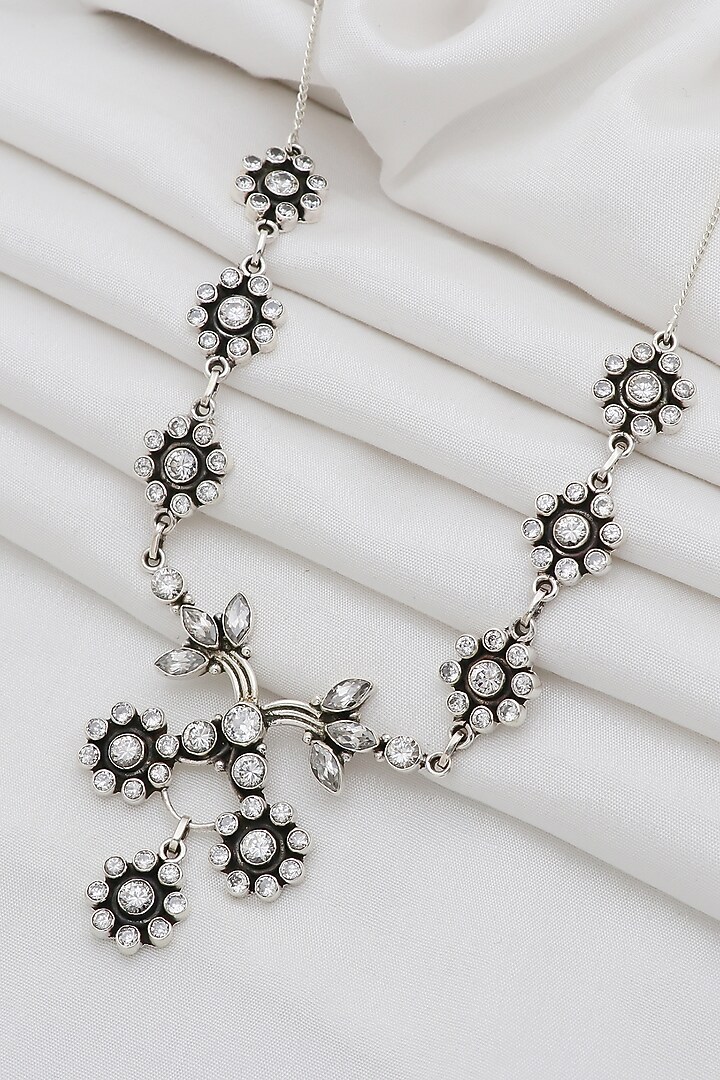 White Finish Semi-Precious Stone Necklace In Sterling Silver by V&A Jewellers at Pernia's Pop Up Shop