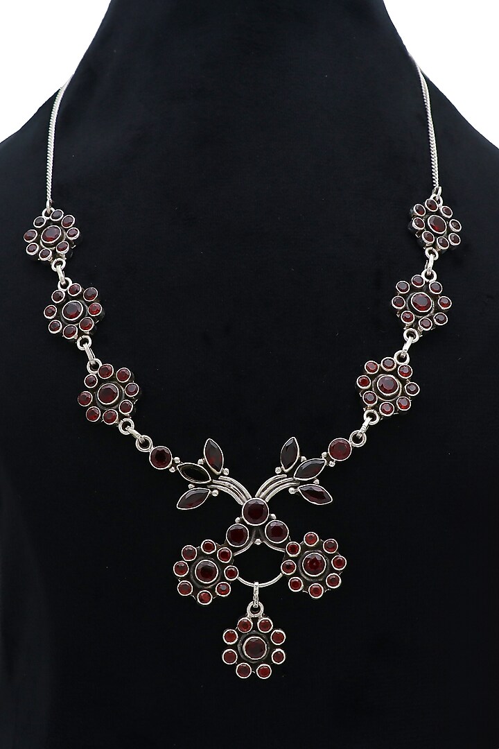 White Finish Semi-Precious Stone Necklace In Sterling Silver by V&A Jewellers at Pernia's Pop Up Shop