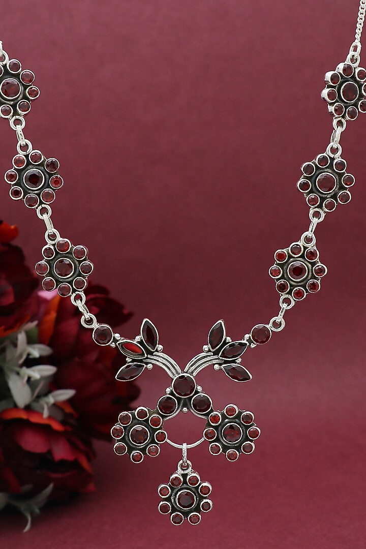 White Finish Semi-Precious Stone Necklace In Sterling Silver by V&A Jewellers at Pernia's Pop Up Shop
