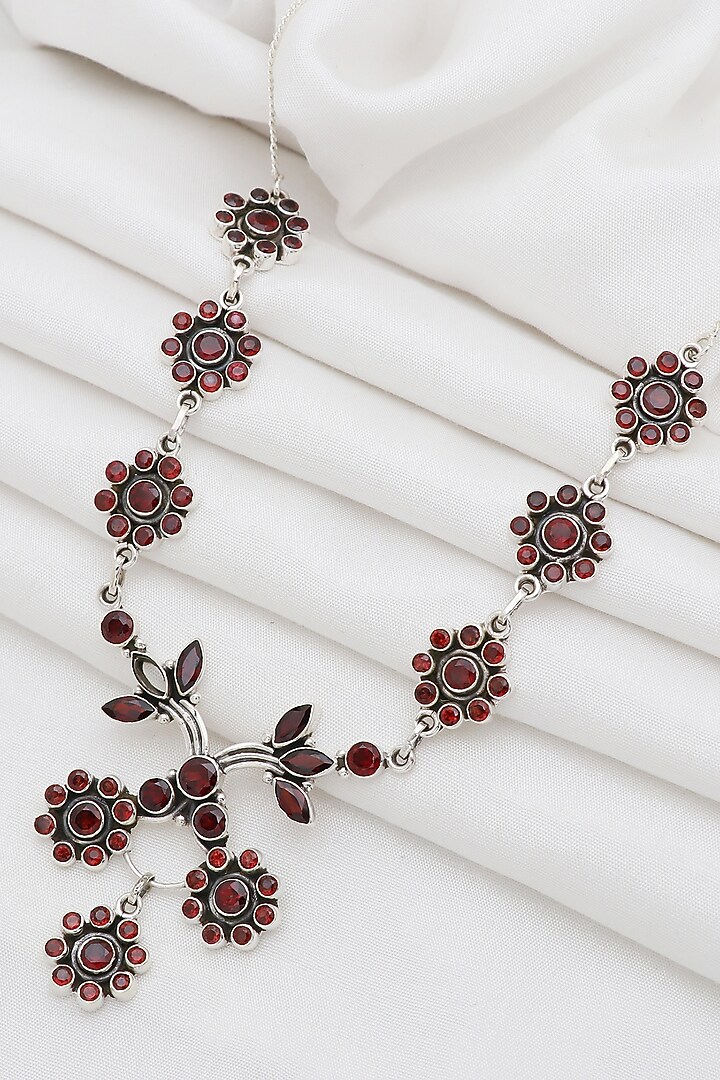 White Finish Semi-Precious Stone Necklace In Sterling Silver by V&A Jewellers at Pernia's Pop Up Shop