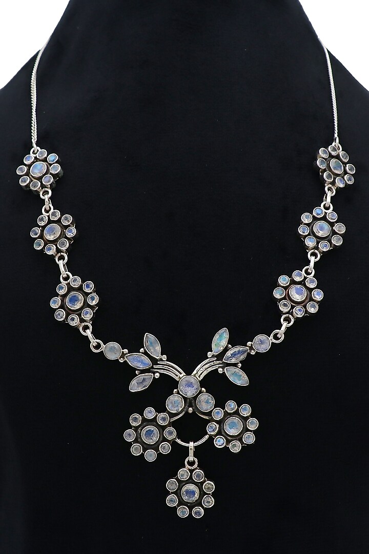 White Finish Semi-Precious Stone Necklace In Sterling Silver by V&A Jewellers at Pernia's Pop Up Shop