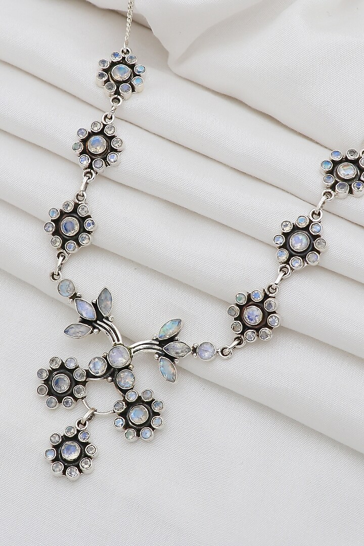 White Finish Semi-Precious Stone Necklace In Sterling Silver by V&A Jewellers at Pernia's Pop Up Shop