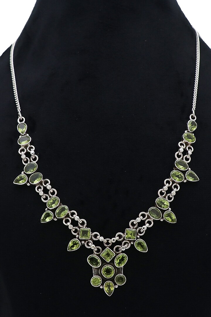 White Finish Semi-Precious Stone Necklace In Sterling Silver by V&A Jewellers at Pernia's Pop Up Shop