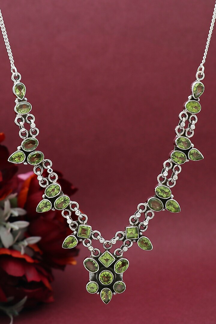 White Finish Semi-Precious Stone Necklace In Sterling Silver by V&A Jewellers at Pernia's Pop Up Shop