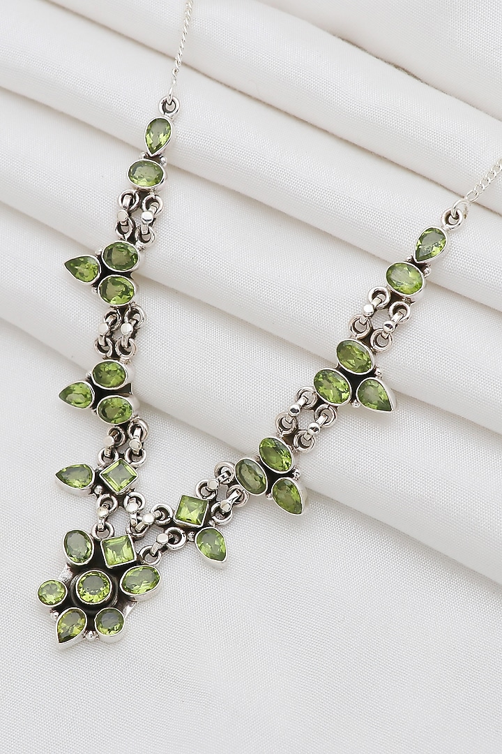 White Finish Semi-Precious Stone Necklace In Sterling Silver by V&A Jewellers at Pernia's Pop Up Shop