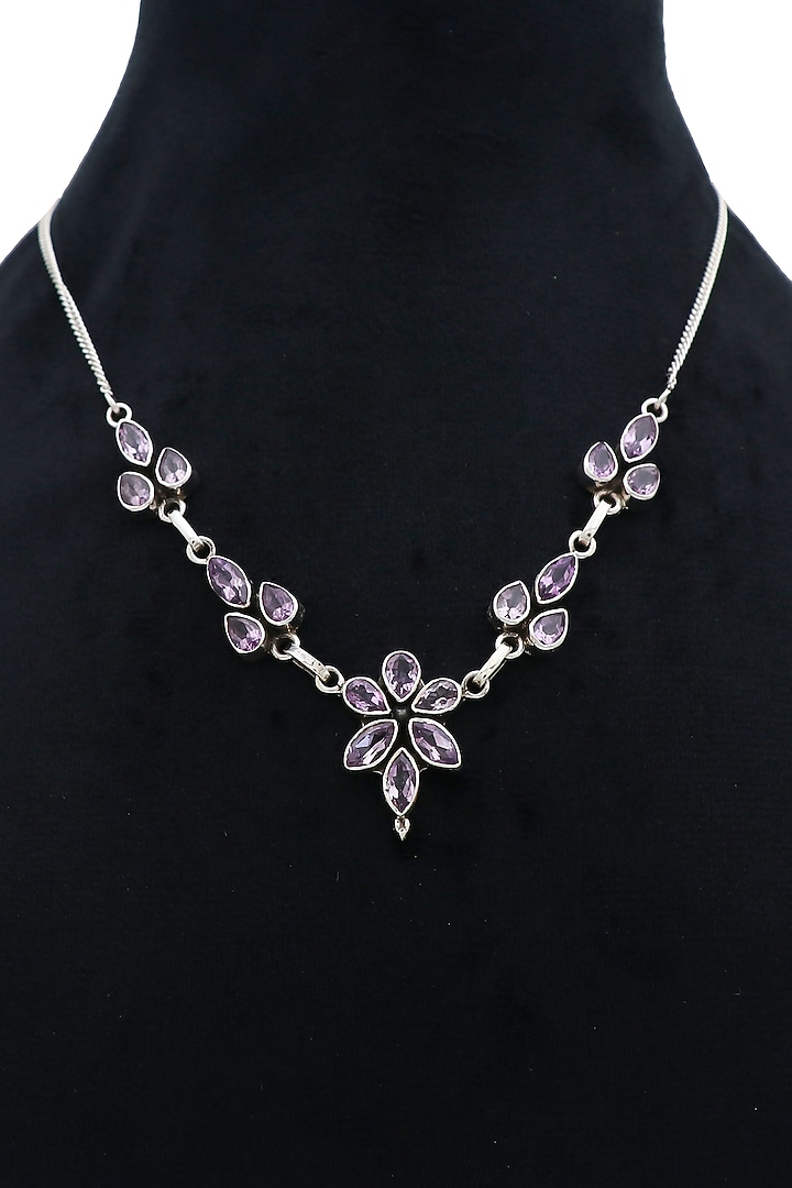 White Finish Semi-Precious Stone Necklace In Sterling Silver by V&A Jewellers at Pernia's Pop Up Shop