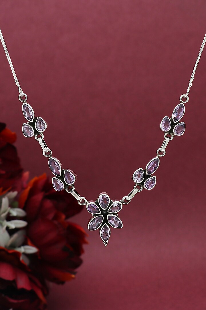 White Finish Semi-Precious Stone Necklace In Sterling Silver by V&A Jewellers at Pernia's Pop Up Shop