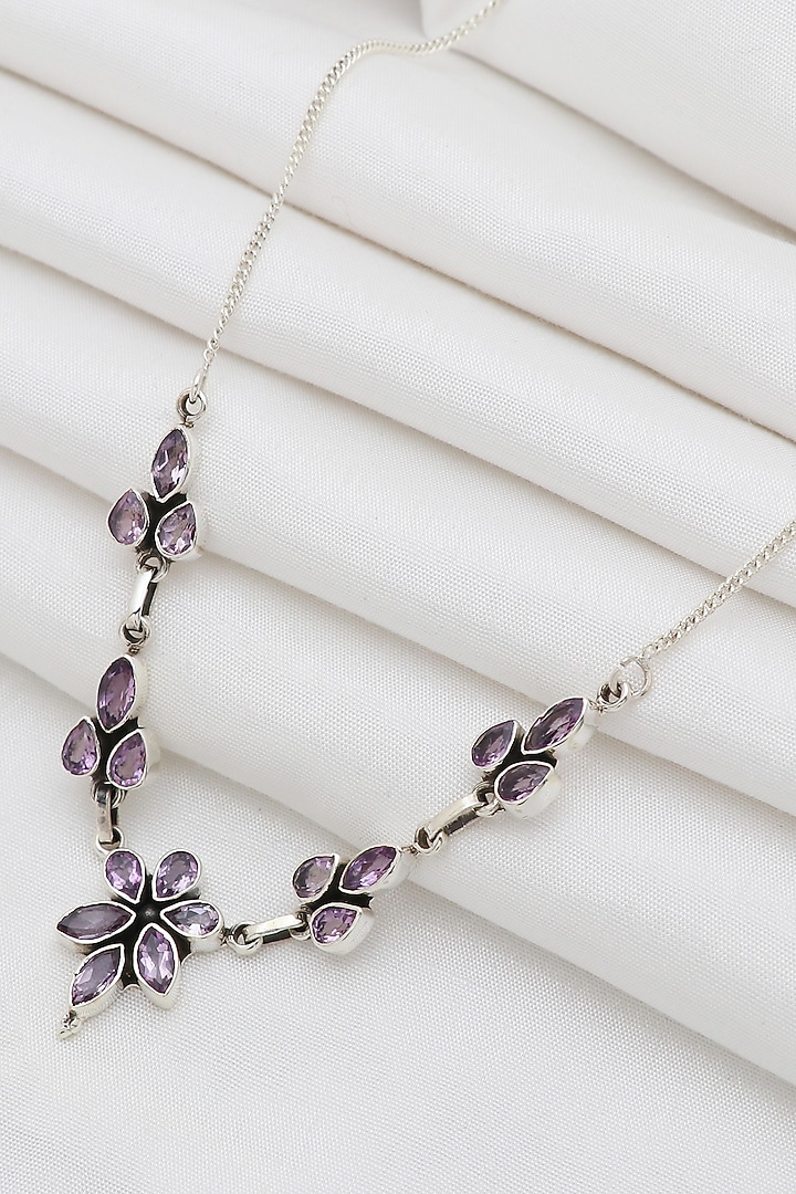 White Finish Semi-Precious Stone Necklace In Sterling Silver by V&A Jewellers at Pernia's Pop Up Shop