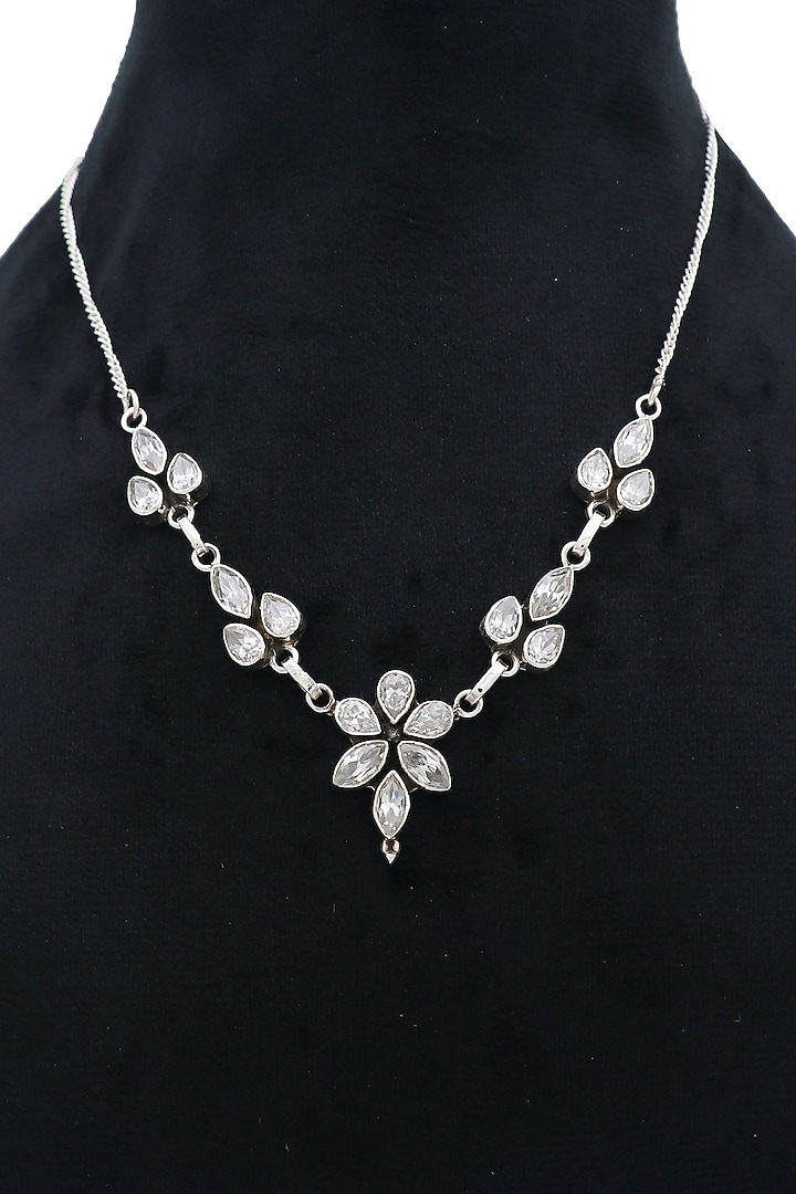 White Finish Semi-Precious Stone Necklace In Sterling Silver by V&A Jewellers at Pernia's Pop Up Shop