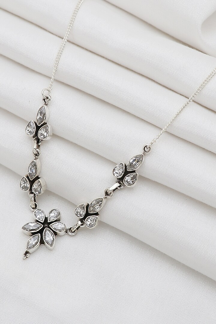 White Finish Semi-Precious Stone Necklace In Sterling Silver by V&A Jewellers at Pernia's Pop Up Shop