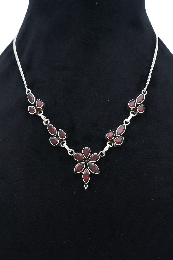 White Finish Semi-Precious Stone Necklace In Sterling Silver by V&A Jewellers at Pernia's Pop Up Shop