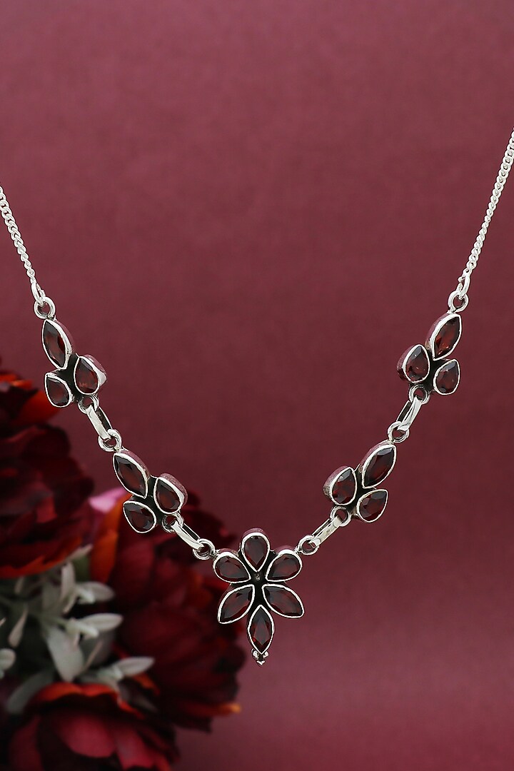 White Finish Semi-Precious Stone Necklace In Sterling Silver by V&A Jewellers at Pernia's Pop Up Shop