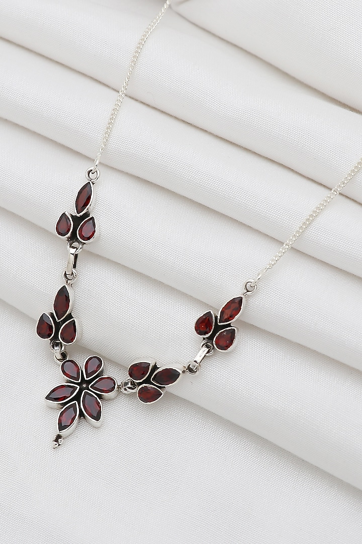 White Finish Semi-Precious Stone Necklace In Sterling Silver by V&A Jewellers at Pernia's Pop Up Shop