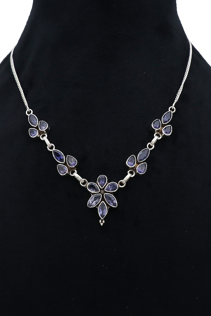 White Finish Semi-Precious Stone Necklace In Sterling Silver by V&A Jewellers at Pernia's Pop Up Shop