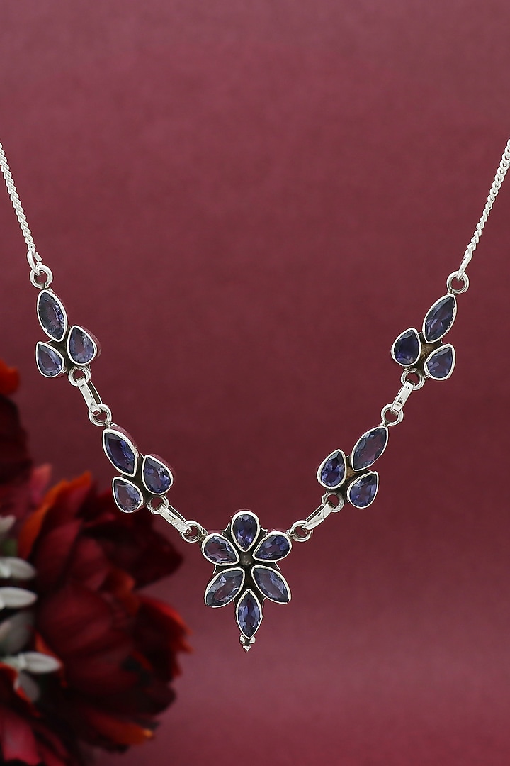 White Finish Semi-Precious Stone Necklace In Sterling Silver by V&A Jewellers at Pernia's Pop Up Shop