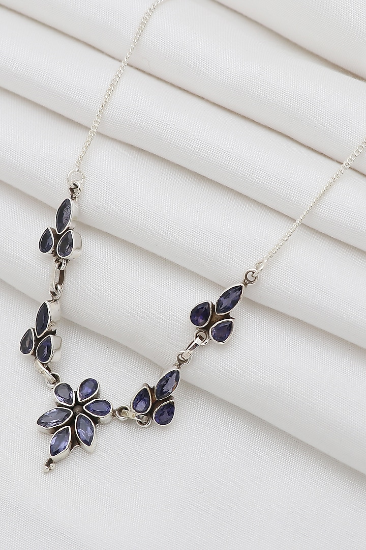 White Finish Semi-Precious Stone Necklace In Sterling Silver by V&A Jewellers at Pernia's Pop Up Shop