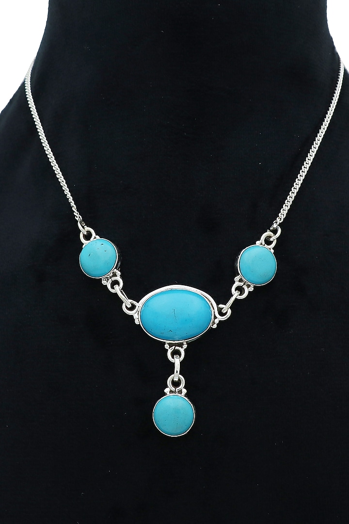 White Finish Semi-Precious Stone Necklace In Sterling Silver by V&A Jewellers at Pernia's Pop Up Shop
