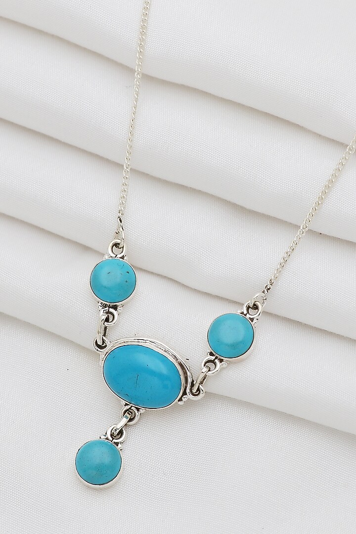 White Finish Semi-Precious Stone Necklace In Sterling Silver by V&A Jewellers at Pernia's Pop Up Shop