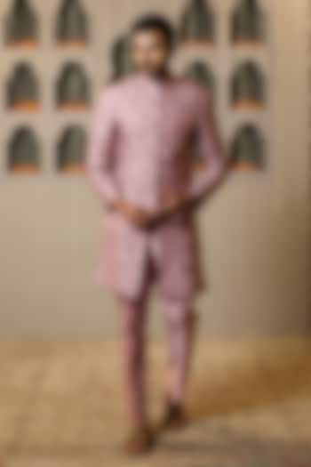Prism Pink Dupion Silk Handwork Wedding Indowestern Set by NAMAN AHUJA at Pernia's Pop Up Shop