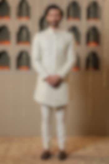 Ivory Poly Silk Cutdana Work Wedding Indowestern Set by NAMAN AHUJA at Pernia's Pop Up Shop