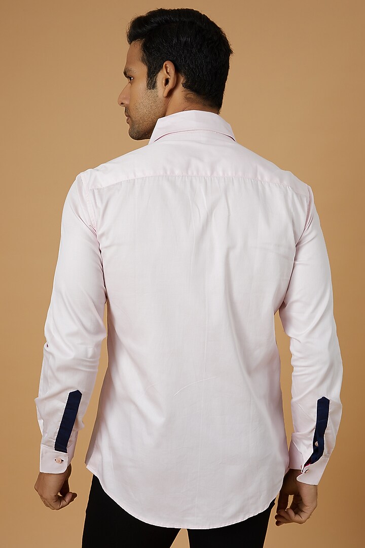 Pink Giza Cotton Hand Embroidered Party Wear Shirt by NAMAN AHUJA at Pernia's Pop Up Shop