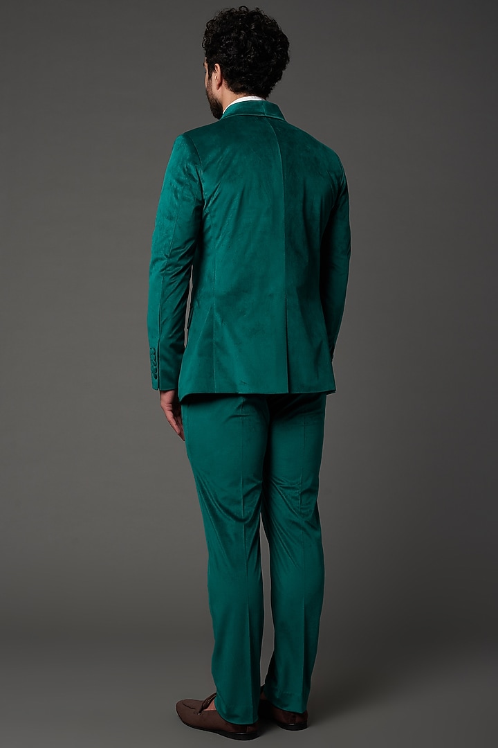 Green Velvet Tuxedo Set by NAMAN AHUJA at Pernia's Pop Up Shop