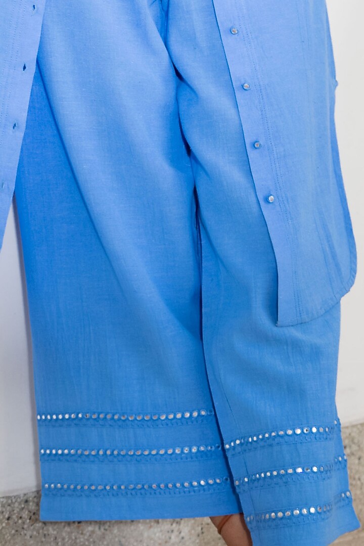Blue Viscose Palazzo Pants by Naav by Avneet at Pernia's Pop Up Shop