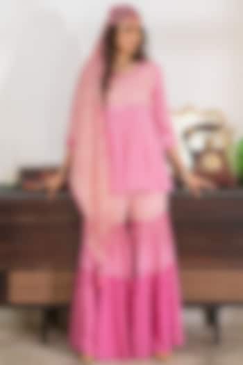 Pink Viscose Sharara Set by Naav by Avneet