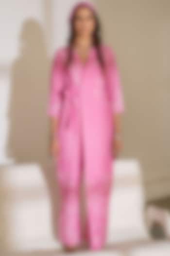 Pink Viscose Wrapped Jumpsuit by Naav by Avneet