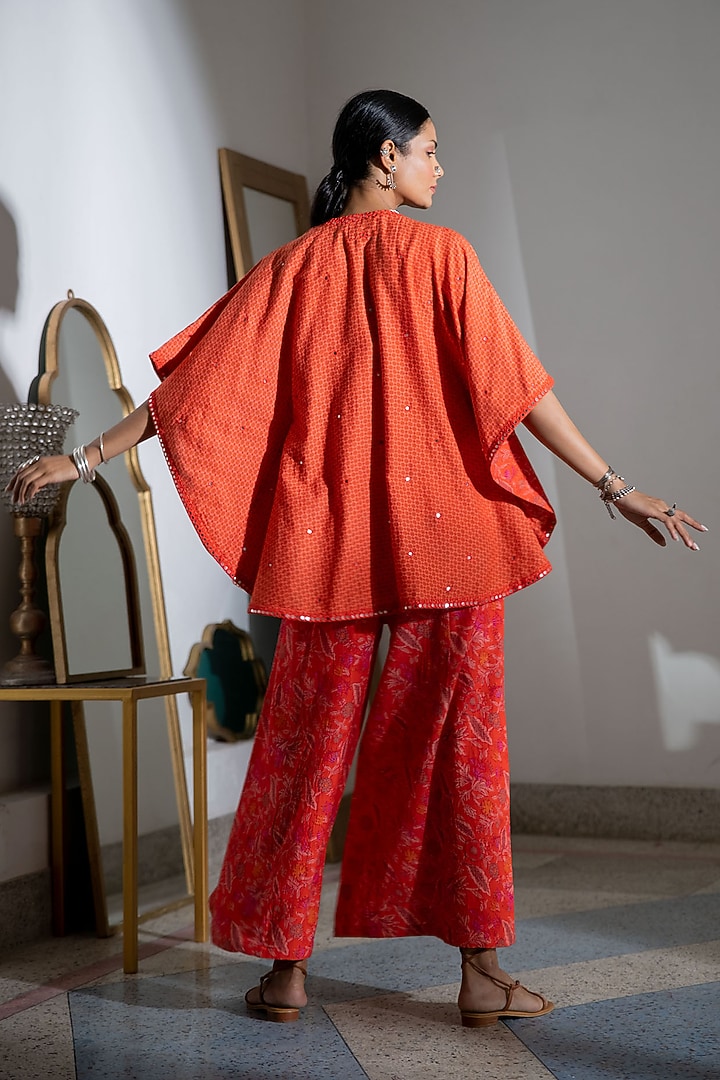 Orange Printed Cape by Naav by Avneet at Pernia's Pop Up Shop