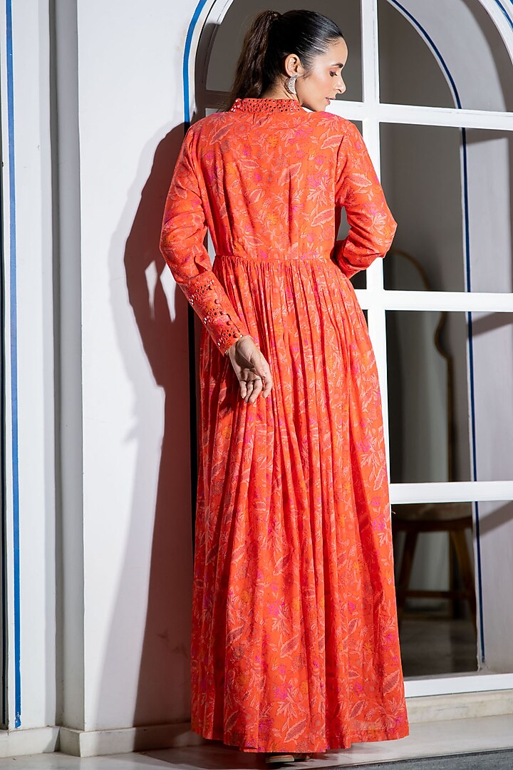 Orange Embroidered Jacket Summer Dress by Naav by Avneet at Pernia's Pop Up Shop