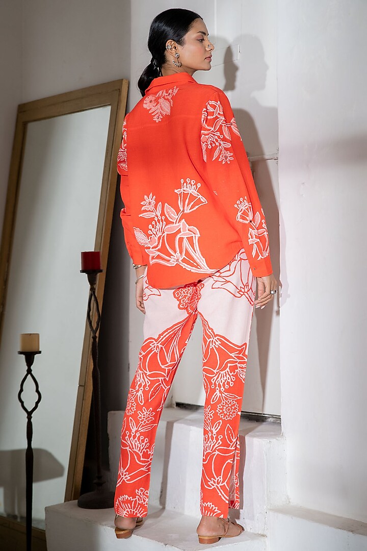 Orange Floral Printed Shirt by Naav by Avneet at Pernia's Pop Up Shop