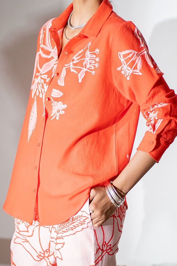 Orange Floral Printed Shirt by Naav by Avneet at Pernia's Pop Up Shop