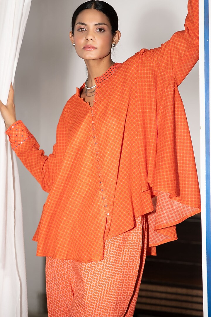 Orange Embroidered Poncho Top by Naav by Avneet at Pernia's Pop Up Shop
