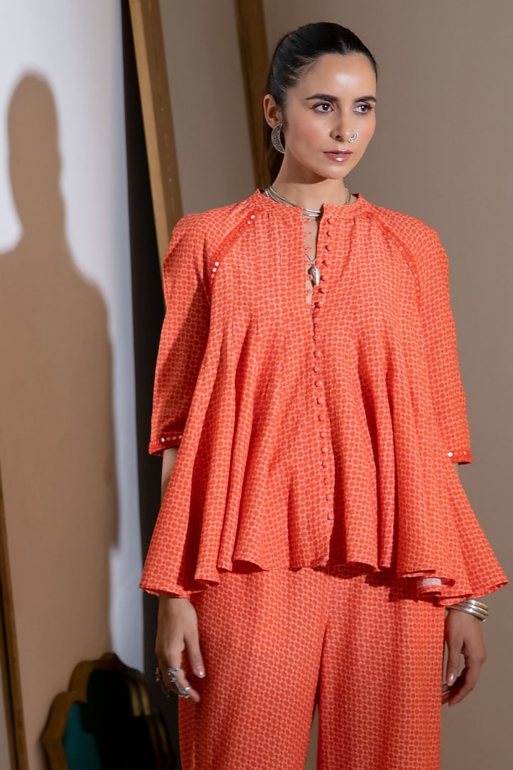 Orange Embroidered Kali Top by Naav by Avneet at Pernia's Pop Up Shop