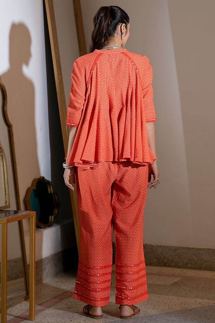 Orange Embroidered Wide Pants by Naav by Avneet at Pernia's Pop Up Shop