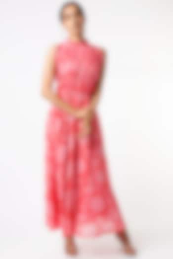 Candy Red Digital Printed Halter Dress by Naav by Avneet