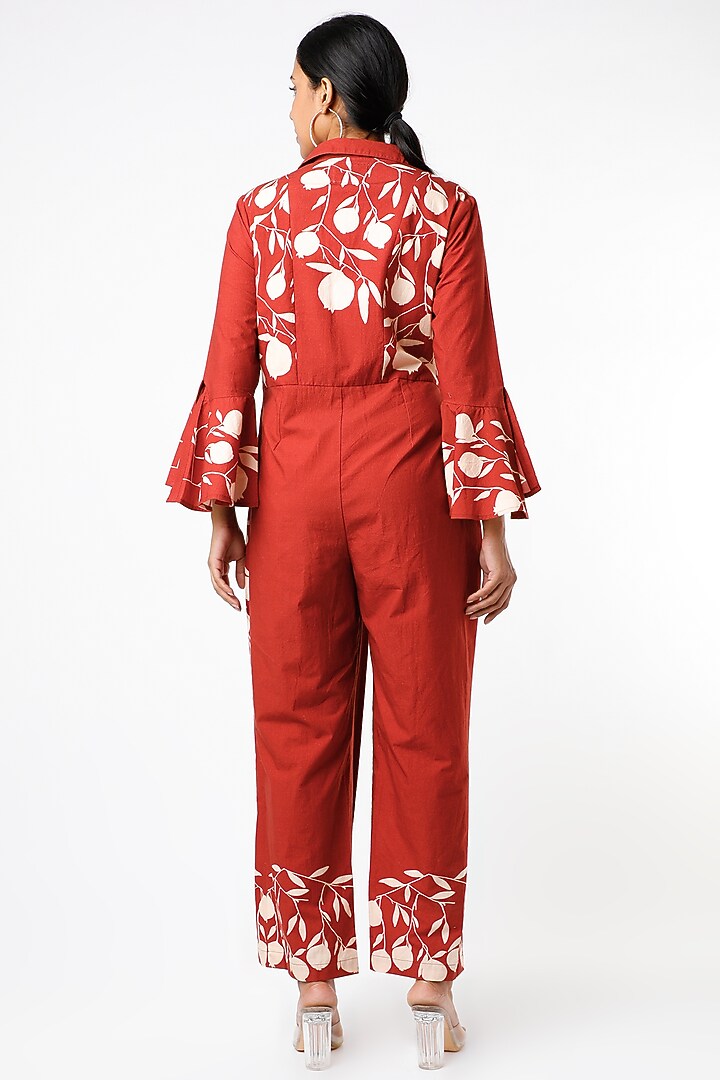 Rust Digital Printed Wrap Jumpsuit by Naav by Avneet at Pernia's Pop Up Shop